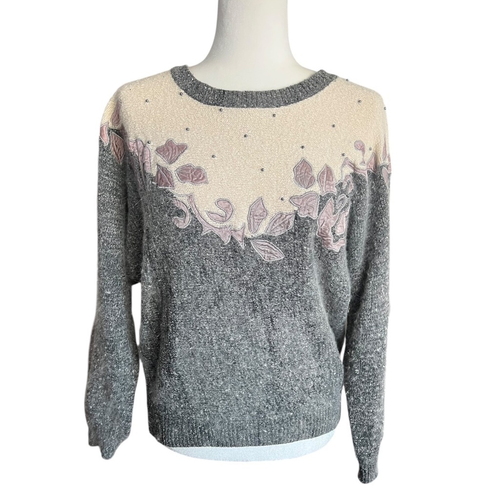Vintage Silk & Angora Knit Sweater 2X Cozy Grandmacore